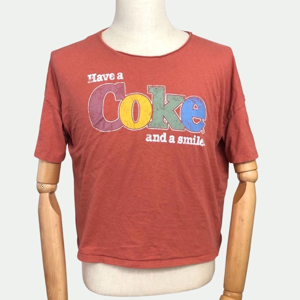 Coca Cola Coke Shirt Small Short Sleeve Crop Top Graphic Short Sleeve